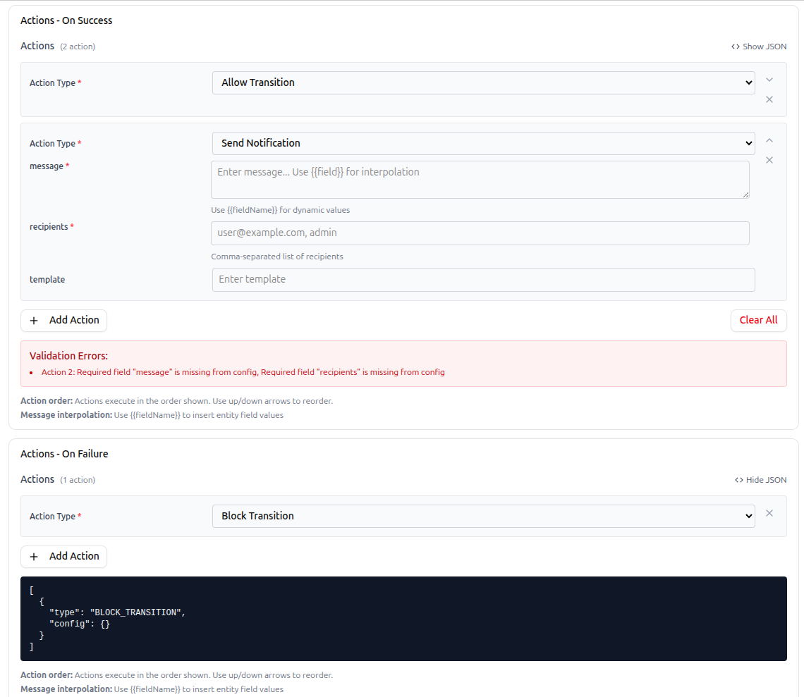 Action Builder Interface