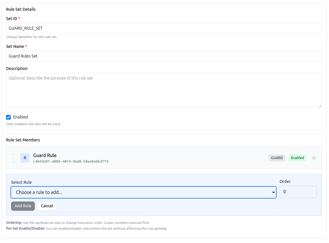 Add Rule to Set Dialog
