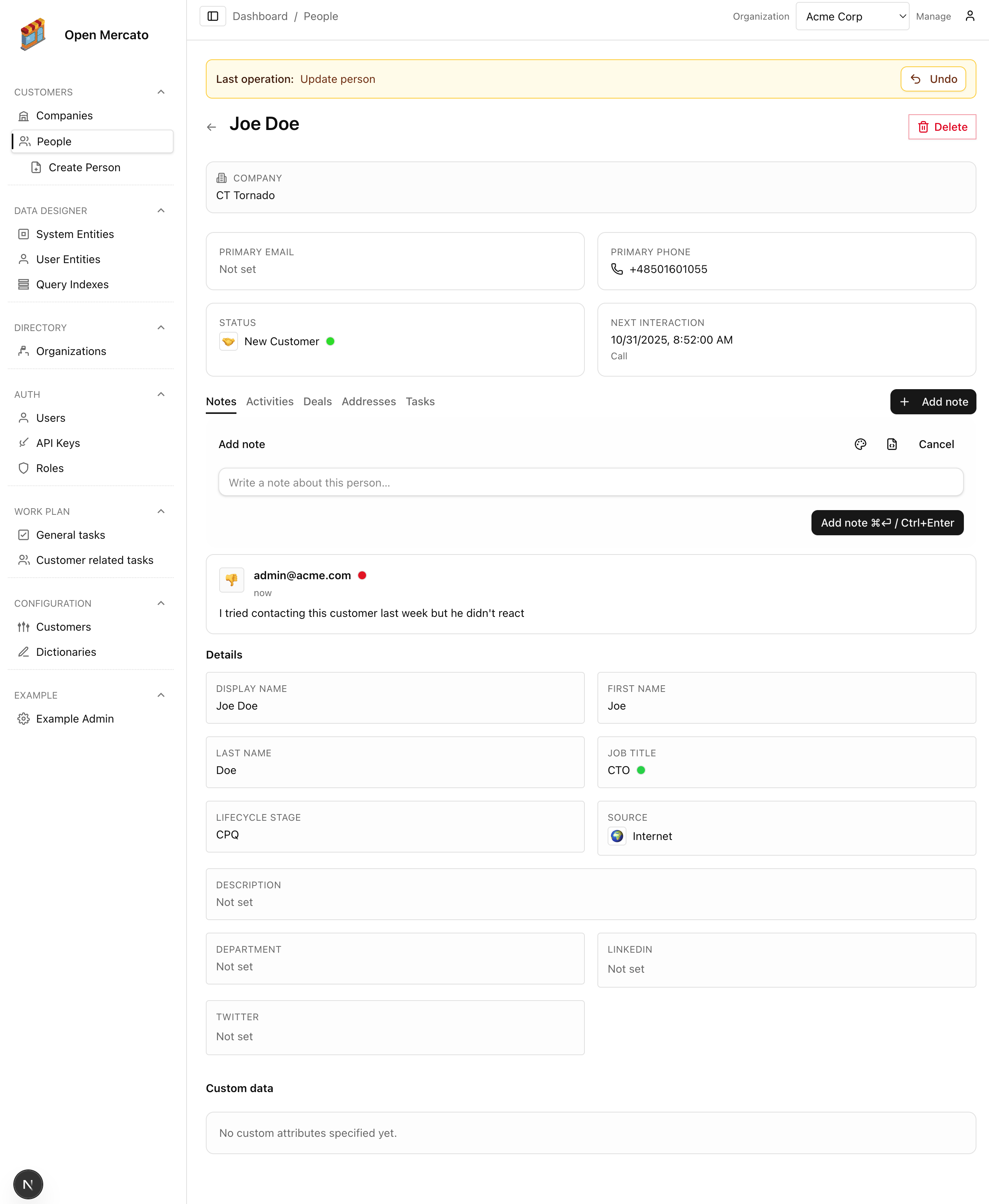 Person detail overview