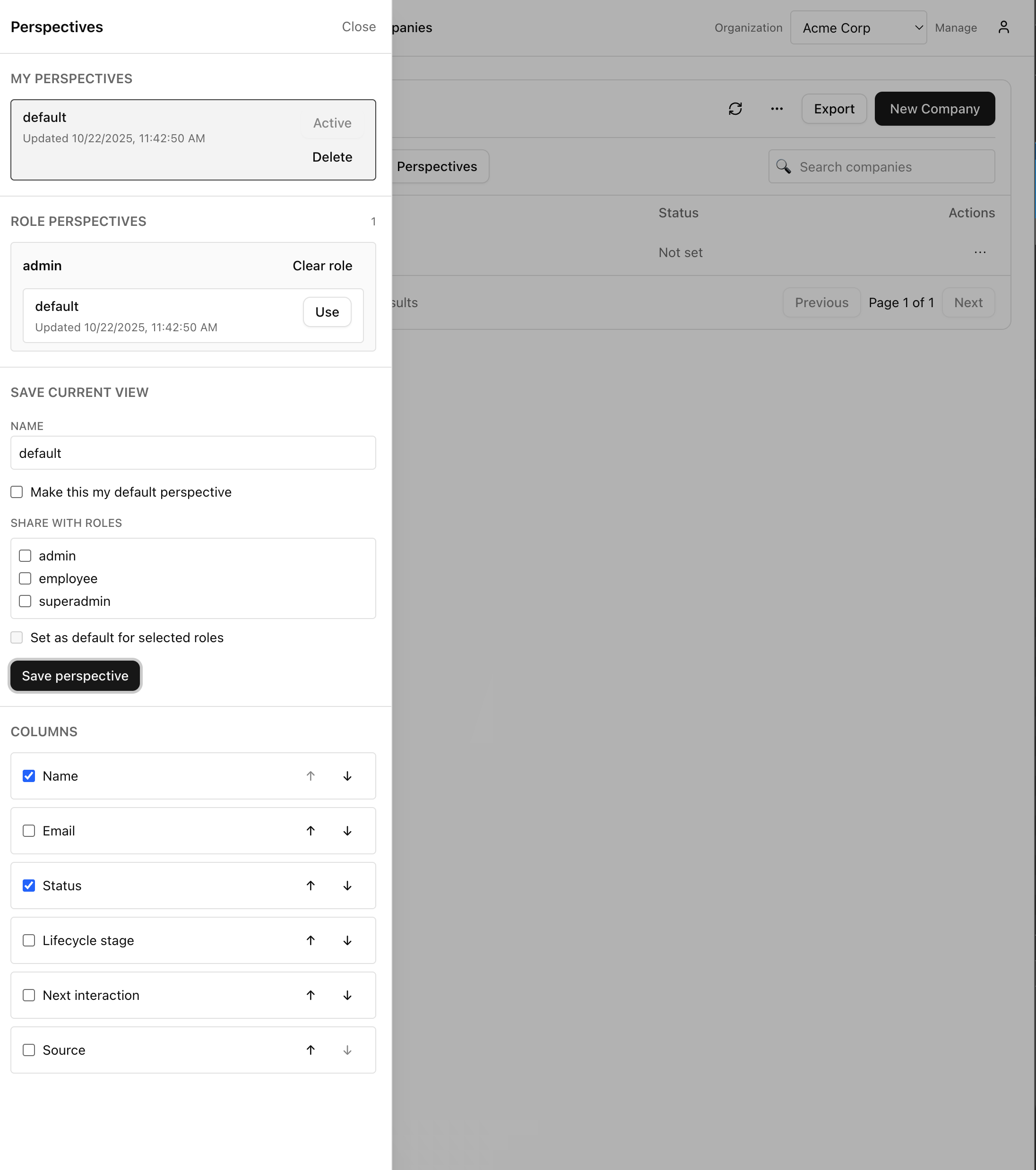 Stored personal and role perspectives